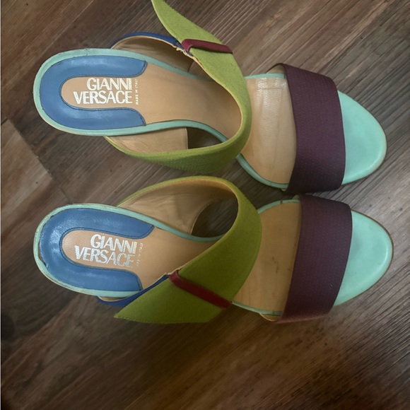 Versace Purple and Green Heels Color-Block Design - Picture 2 of 6